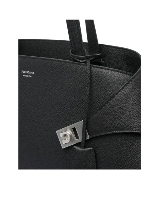Ferragamo Black Hug Top-Zip Leather Shoulder Bag