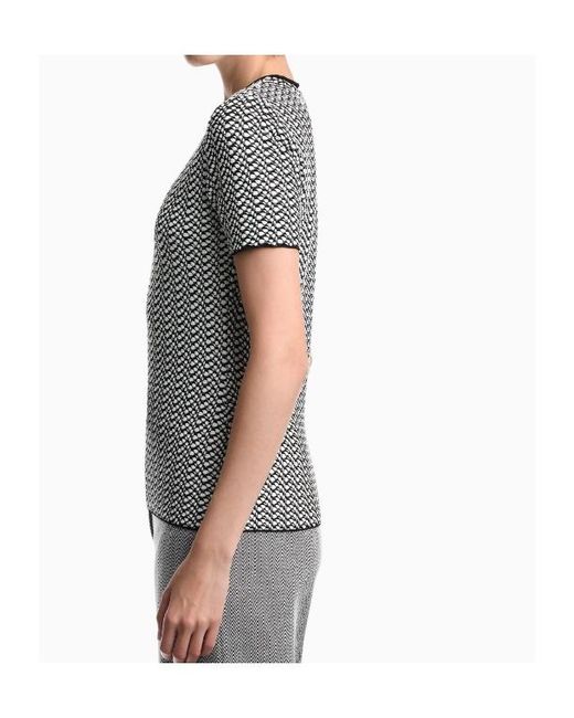 Emporio Armani Gray Geometric-Pattern Short-Sleeve Top