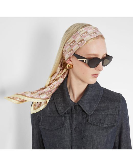 Fendi Pink Optical Silk Foulard
