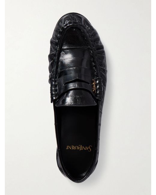 Saint Laurent Black Le Loafer Logo Plaque Slip-On Loafers