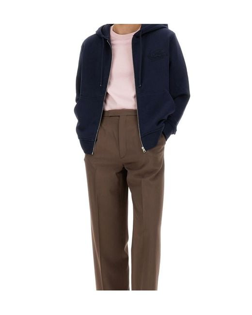 Etro Blue Pegaso Embroidered Zipped Hoodie for men