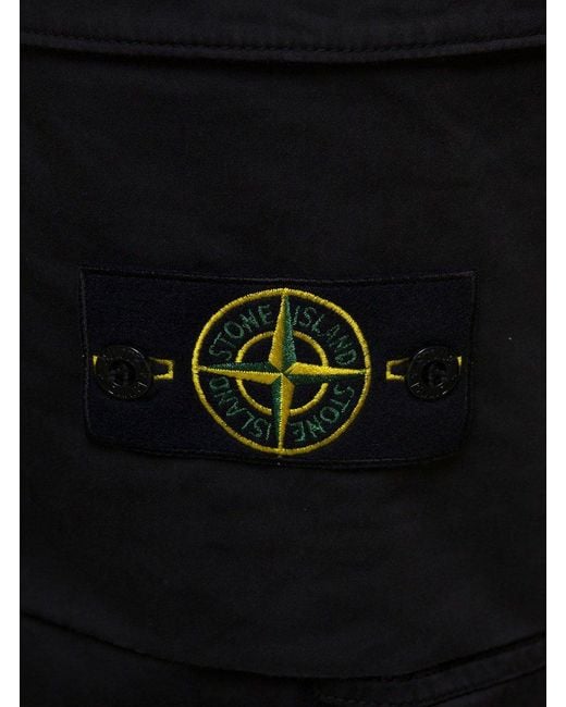 Stone Island Black Logo Patch Cargo Pants for men