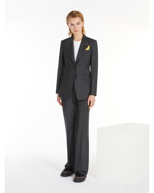 Max Mara Blue Single-Breasted Long-Sleeved Blazer