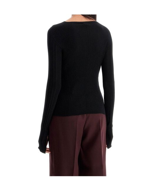 Lanvin Black Rib Round-Neck Sweater