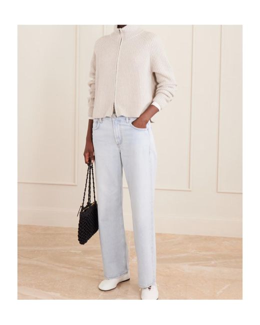 Lisa Yang White Sadie Ribbed Cashmere Cardigan