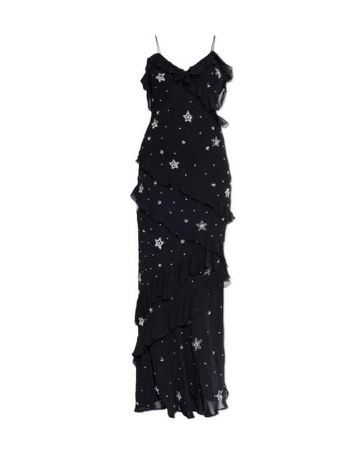 LoveShackFancy Black Rialto Ruffled Maxi Dress
