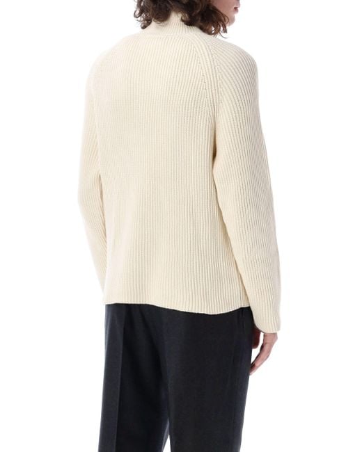 AMI Natural High Neck Ribbed Jumper for men