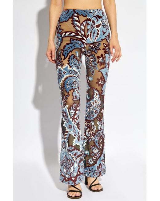 Etro Blue Tulle Jacquard Velvet Trousers