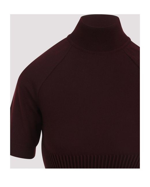 Alaïa Red Alaïa Ribbed High Neck Top
