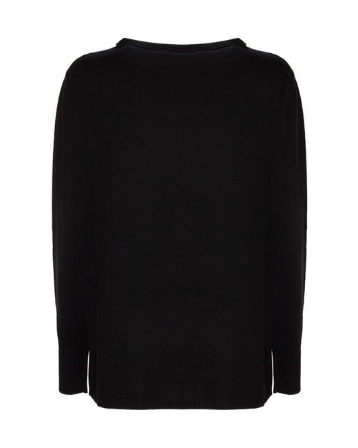 Kangra Cashmere Black Kangra Embellished Boat Neck Knitted Jumper