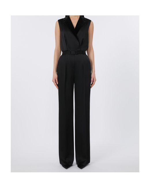 Max Mara Black Lapel Sleeveless Jumpsuit