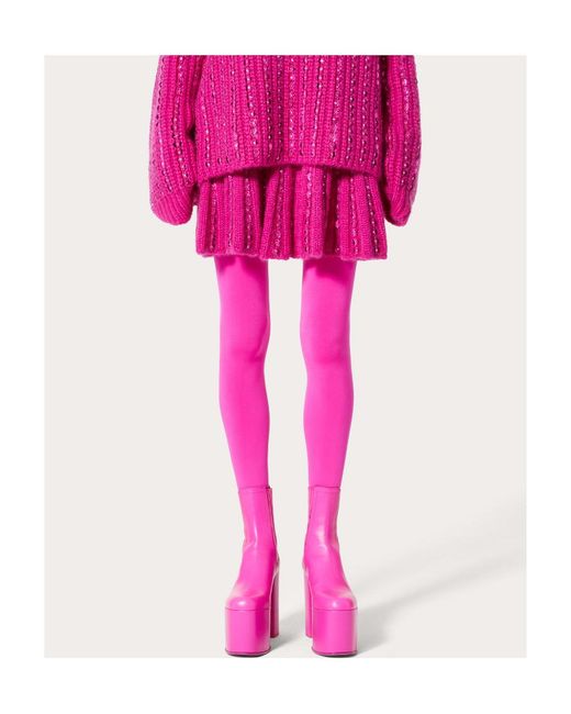 Valentino Pink Flared Hem Knitted Mini Skirt