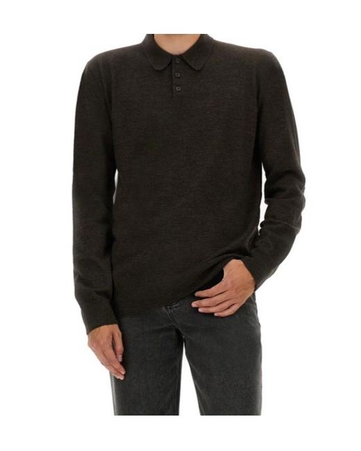 Maison Margiela Black Straight Hem Knitted Polo Shirt for men