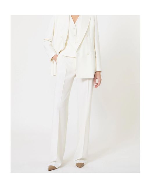 Max Mara White Tailored Flat Front Pants