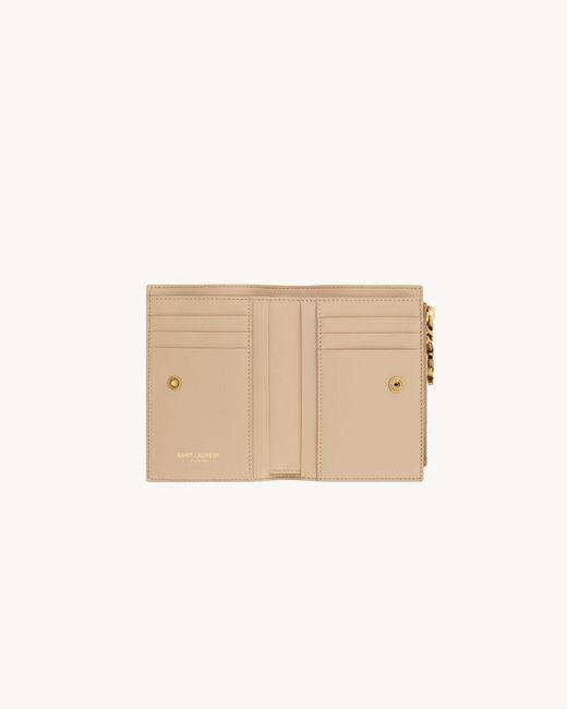 Saint Laurent Natural Cassandre Bijou Bi-Fold Wallet