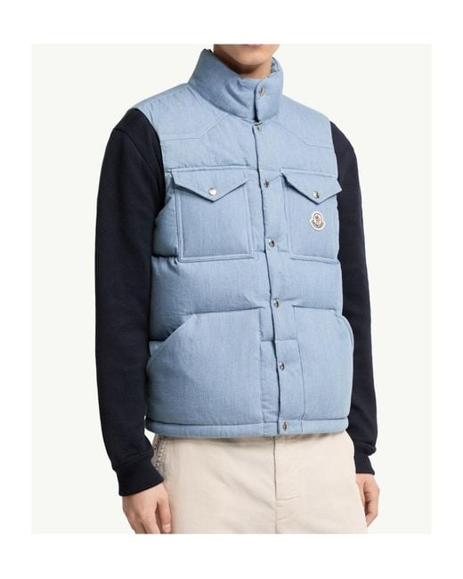 Moncler Blue Ervional Denim Down Vest for men