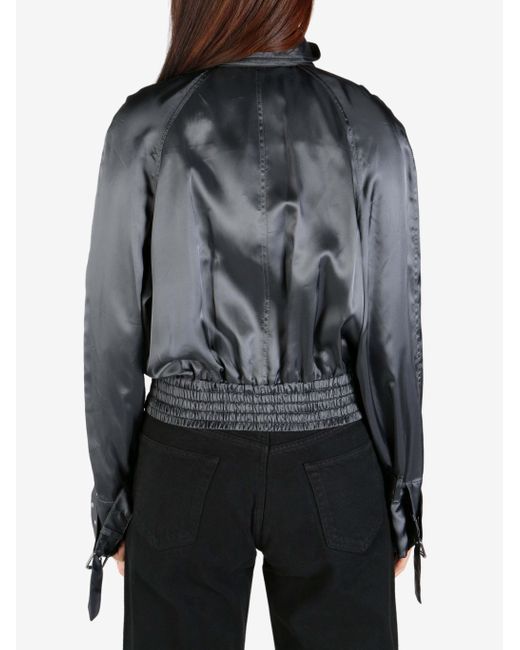 Dries Van Noten Gray High-Neck Bomber Jacket