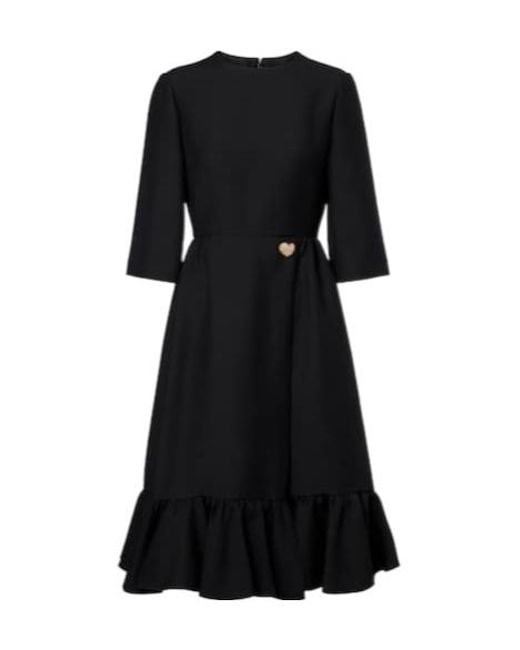 Valentino Black Crepe Couture Ruffled Midi Dress
