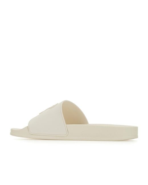 Palm Angels White Monogram Patch Round Toe Slides for men