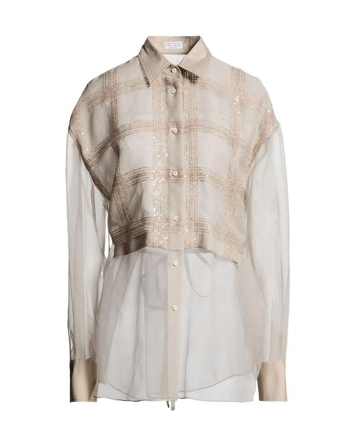 Brunello Cucinelli Gray Bright-Colored Long-Sleeved Shirt