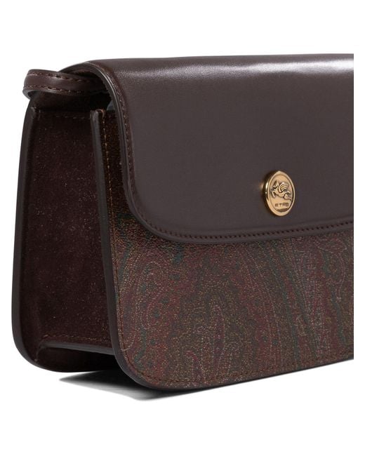 Etro Brown Logo Plaque Shoulder Bag