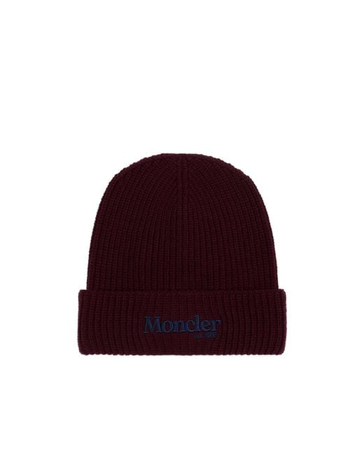 Moncler Logo-Embroidered Ribbed-Knit Beanie Hat