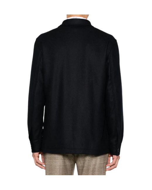 Tagliatore Black Button-Up Wool Jacket for men