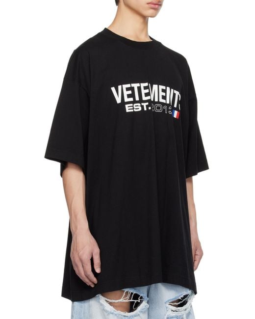 Vetements Black Logo Printed Oversized T-Shirt for men