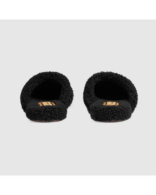 Gucci Black Interlocking-G Textured Slippers for men