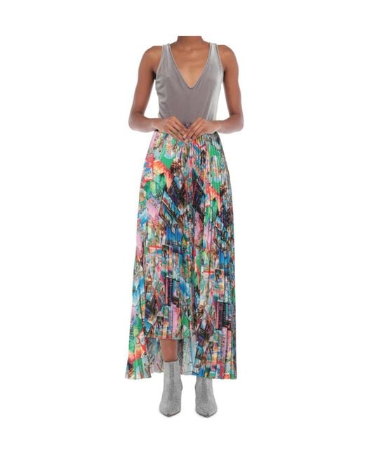 Balenciaga Blue Printed Pleated Skirt