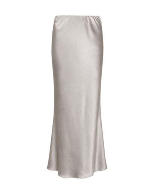 D.exterior Gray Elastic Waist Midi Skirt
