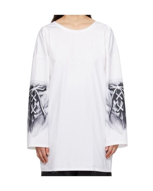 we11done White Abstract-Print Cotton Blouse