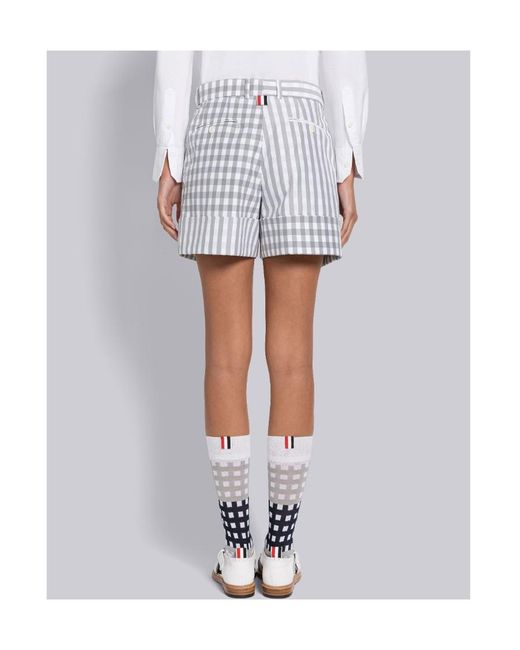 Thom Browne White Gingham Check Tailored Shorts