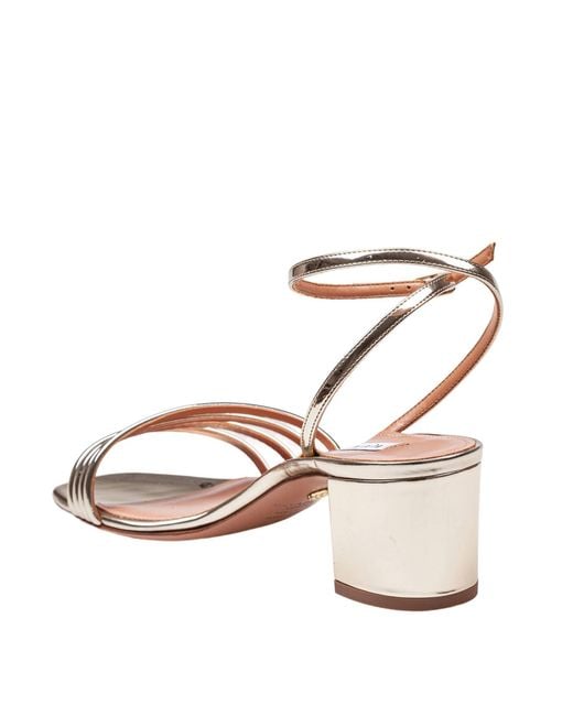 Aquazzura Metallic 50Mm Latour Block-Heel Sandals