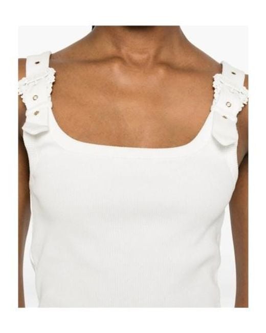 Versace White Buckle-Strap Top