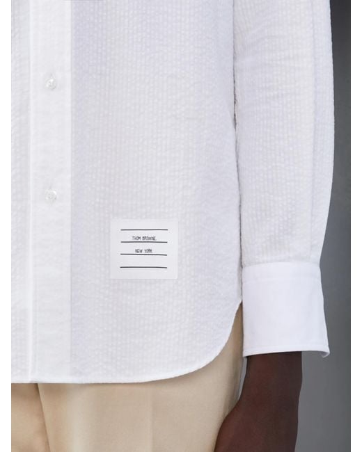 Thom Browne White Rwb Striped Long-Sleeved Shirt for men
