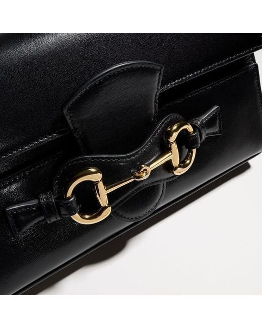 Gucci Black Horsebit Ristretto Medium Shoulder Bag