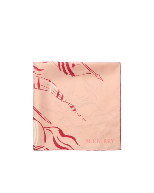 Burberry Pink Heart Knight Silk Scarf