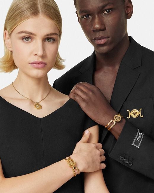 Versace Metallic Medusa '95 Polished Finish Cuff Bracelet for men