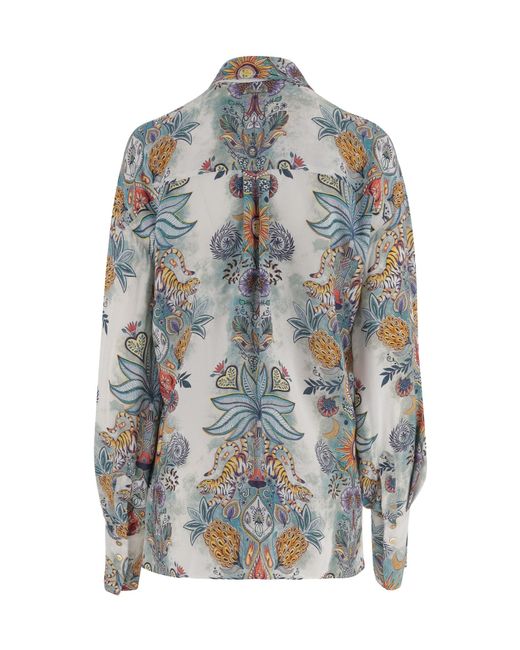 Just Cavalli Blue Botanical Print Shirt