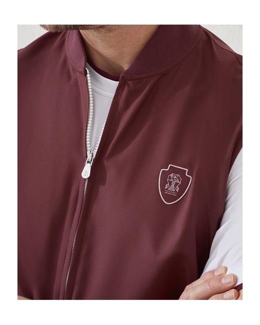 Brunello Cucinelli Red Zip-Front Logo Vest for men