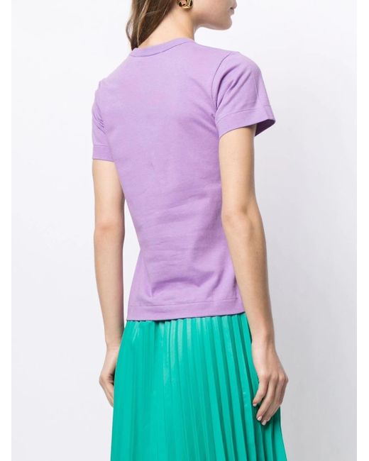 COMME DES GARÇONS PLAY Purple Embroidered-Logo Cotton T-Shirt