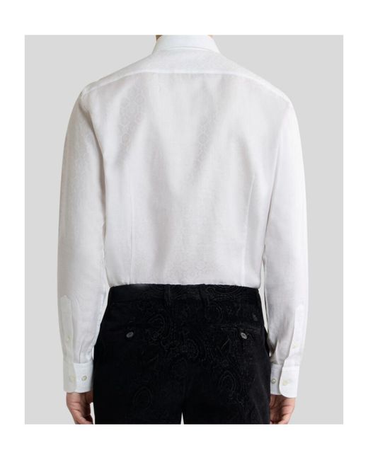 Etro White Cotton Jacquard Shirt With Medallion Motif for men