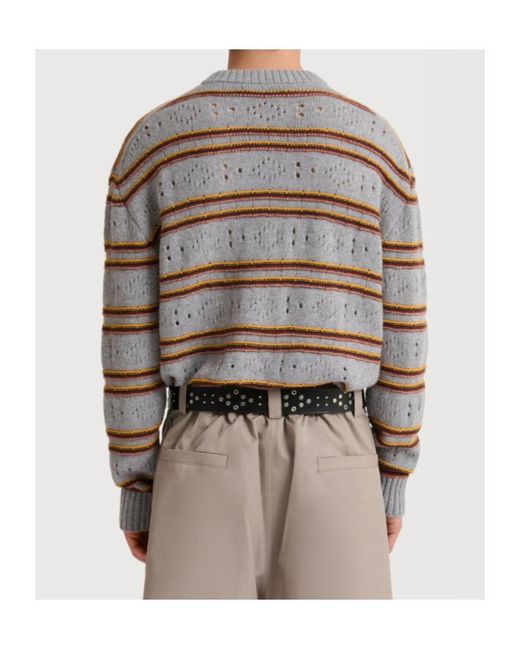 Marni Gray Openwork Knit Jumper for men