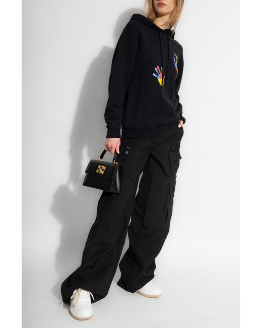 Off-White c/o Virgil Abloh Blue Graphic-Print Logo-Embroidered Hoodie