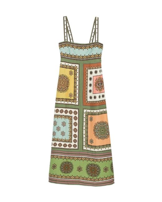 ALÉMAIS Green All Over Geometric Print Long Dress