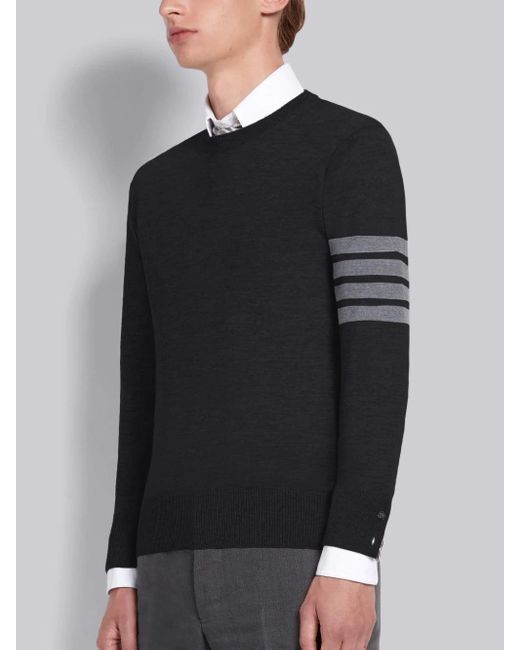 Thom Browne Black Bar Crewneck Jumper for men
