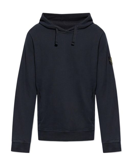 Stone Island Blue Compass-Badge Cotton Hoodie for men