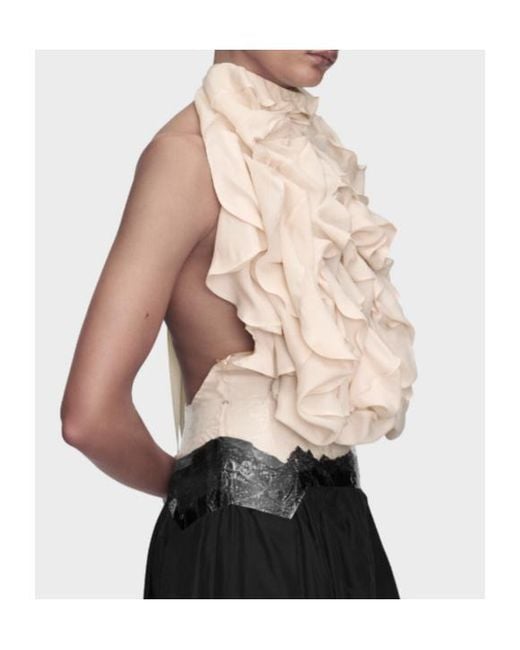 Maison Margiela Natural Ruffled Open Back Top