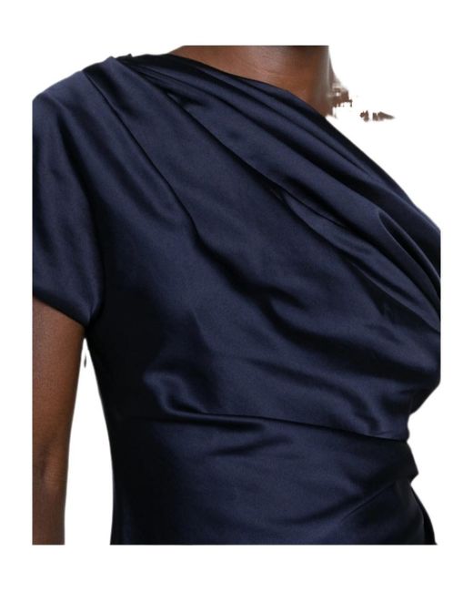 Jonathan Simkhai Blue One-Shoulder Draped Top